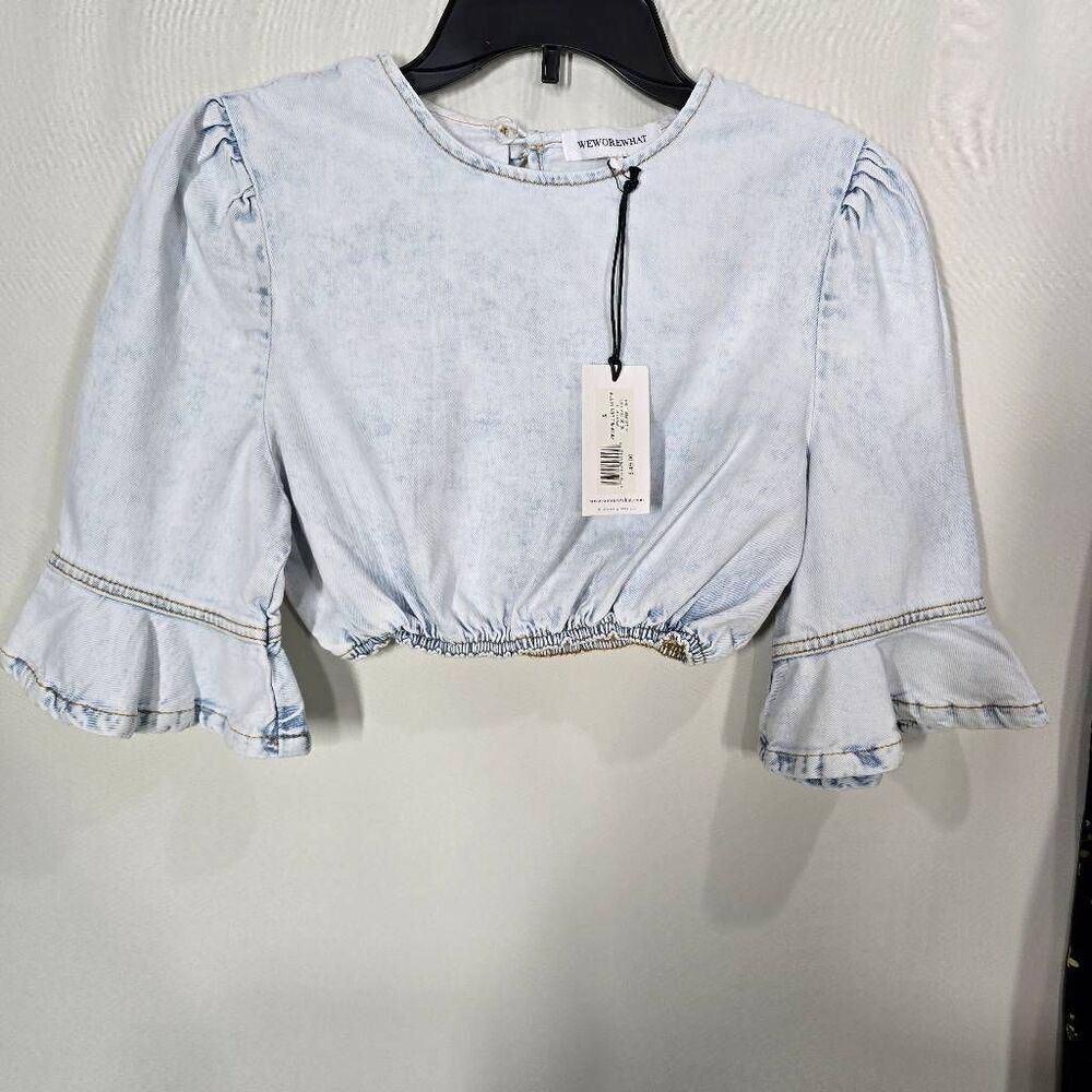 WeWoreWhat Cropped Denim Top